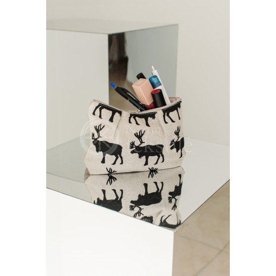 Colourful half-linen cosmetic bag "Moose"